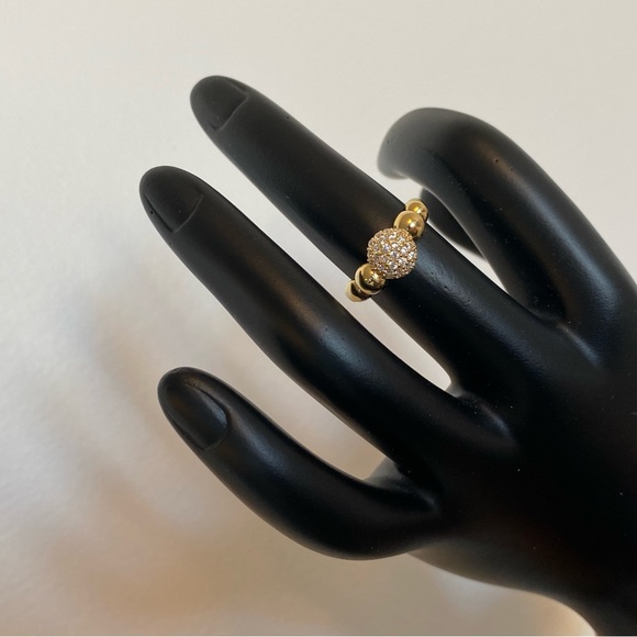 18K Real Gold Bubble Ring with Stone - Picture 7 of 16